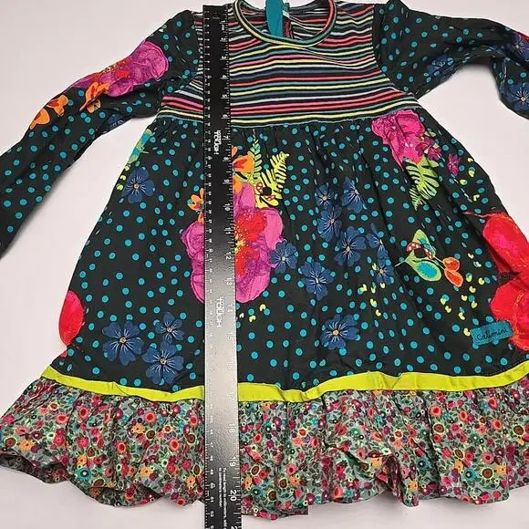 Catimini Toddler Girl Dress 4/104 Boho Style Floral Cotton Zip Back - Picture 15 of 15